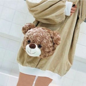 HEAD BEAR Tas Selempang Wanita Boneka Beruang Kepala Teddy Sling Bag Bahu Korea Bulu Wanita Remaja Cute Lucu Imut Gemoy