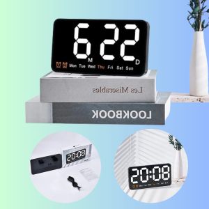 JD-6638 SOHA Jam Meja Dinding Digital LED Clock White Putih Jam terdapat Alarm Ukuran Pas Dengan Layar LED Besar Design Elegan & Simple