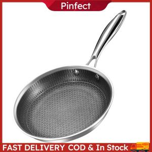 304 Stainless Steel Frying Pan With Handle Universal Steak Cooking Pot Non-Stick Single Sided Honeycomb Skillet for Omelette Pancake Steak