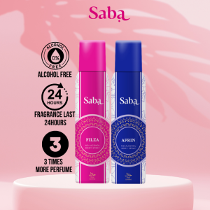 Saba Halal & Vegan Perfumed Body Spray Deodorant - Afrin & Filza Combo