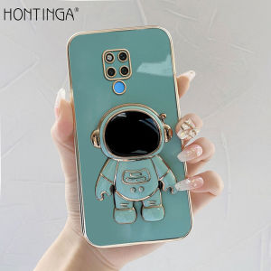 Hontinga Casing Case For Huawei Mate 20 Pro Mate 20 X Mate20 Mate 30 Pro Honor 9X Pro Case With Astronaut Folding Stand Fashion Solid Color Luxury Chrome Plated Soft TPU Square Phone Case Full Cover Camera Protection Casing Anti Gores Rubber Cases