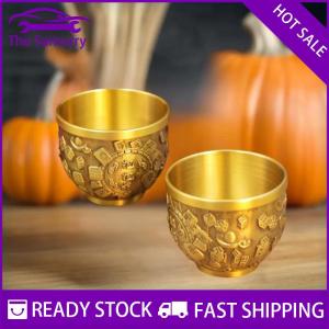 Samurry ✨Hot Sale✨ Brass Fu Bowl Desktop Lucky Decor Hand Carved Brass Drinking Cup Treasure Bowl Metal Artifact Gifts