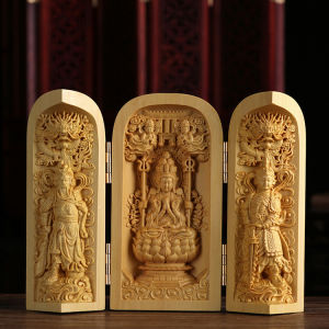 Open Box Buddha Statue Wooden Carving with Unique Open/Close Design Perfect for Home Decoration Temple Supplies and Spiritual Spaces Exquisite Buddha Box for Display and Storage