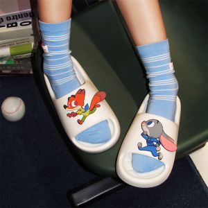 Xixitiao hoạt hình trung tính mùa hè thoải mái Dép nhà tắm mềm dày duy nhất dễ thương Judy Nick dép ngoài trời mới 2025