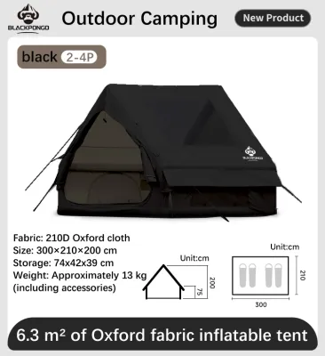 Blackpongo 6.3㎡ Automatic Inflatable Tent Rainproof Windproof Outdoor Camping Portable Folding Cabin Tent 2-4 People Family Tent