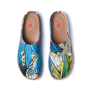UIN fashion retro slip on art travel shoes Marine World canvas loafers unique artistic flat men shoes