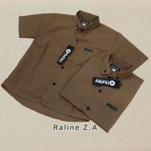 Terbaru Kemeja Anak Laki Laki/Kemeja Coklat Anak Laki Laki/Kemeja Polos Coklat Anak Lengan Pendek/Baju Kemeja Anak Laki Laki/Kemeja Anak Corean Style/Kemeja Anak Cowok Usia 1-14 tahun/Raline Z.A