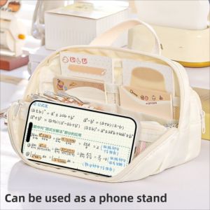 PELLETIZING ic Large Capacity Pen Case Japanese Phone Holder Toast Shape Handbag Fashion Zipper Stationery Organizer Box Students
