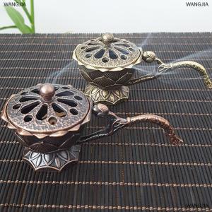 [COD] WANGJIA Metal Lotus Incense Burner Bowl Incense Holder With Handle Yoga Meditation Home Decor Ancient Style Alloy Incense Burner