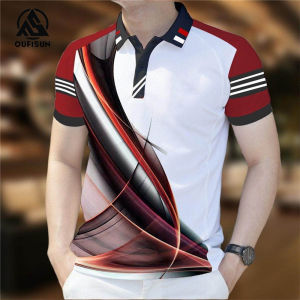 【OUFISUN】Casual Mens Polo Shirt Brand Polo Shirt Streamer Graphic Clothing Slim Fit Mens Casual Polo Shirt