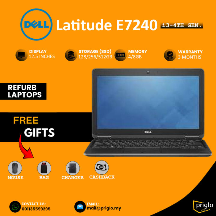 Dell Latitude e7240 Laptop | Intel Core i3-4th Gen | 12.5