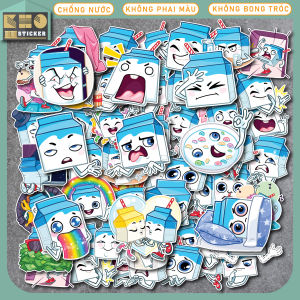 Combo 50 Sticker Milk Bottle chống nước sticker dán laptop điện thoại đàn guitar mũ bảo hiểm vali.