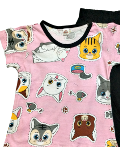 Baju Jalan / Baju Tidur Budak Size 1-6 Sepasang T-Shirt + Seluar 100% Cotton Kids T-Shirt And Pants Set Printed T-Shirt Budak Seluar Budak Baju Siang