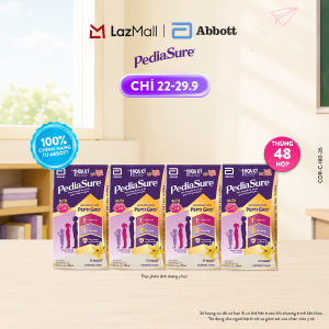 [CHỈ 22-29.9 GIÁ TỐT MUA NGAY-SLCH] 1 thùng 48 hộp PediaSure 1-10 tuổi dạng pha sẵn hương Vani 110ml