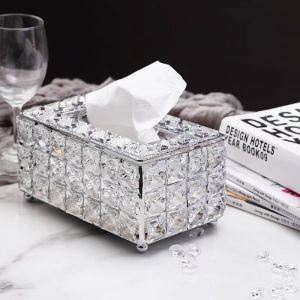 【SHIP IN 24H】Crystal tissue box Europe style Luxury Paper Towel Crystal Storage Box Home Supplies