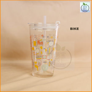Cute Baby Snacksss Child Glass Mug Milk Cup with Cover and Lid 450ml Cartoon Animal - 儿童早餐牛奶杯 / Kids Breakfast Cup / Gift