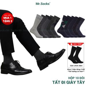 Combo 10 đôi vớ giày tây Mr.Socks màu xám và xanh chất liệu cotton thoáng mát êm chân khử mùi - GOM-MIX18-CB10