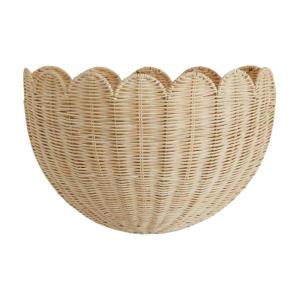 Decorative Scalloped Wicker Wall Basket Space saving Natural Rattan Hanging Storage Organizer for Home Decoration