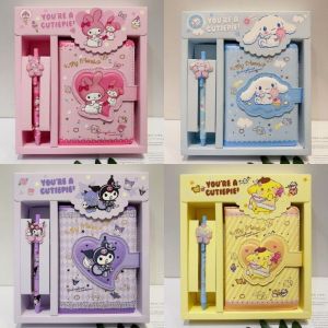 Sanrio Diary Book Journal Book Gift Box Set Mymelody Kuromi Cinnamoroll Student Color Page Notebook Notepad Set with A Pen
