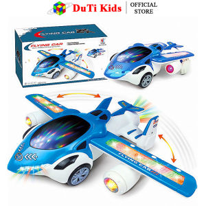 Đồ chơi ô tô biến hình thành máy bay xoay tròn 360 độ có nhạc có đèn vui nhộn cho bé