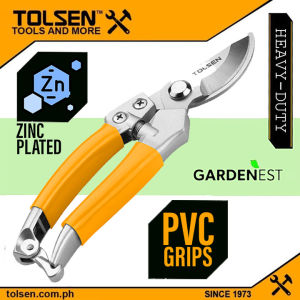 Tolsen Industrial Stainless Bypass Pattern Pruning Shear (200mm 8") PVC Grips 31032
