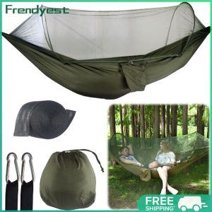 COD [Free Shipping] Camping Hammock with Mosquito Net Hammock Tent with Tree Straps for Indoor Outdoor Hiking Camping Backpacking