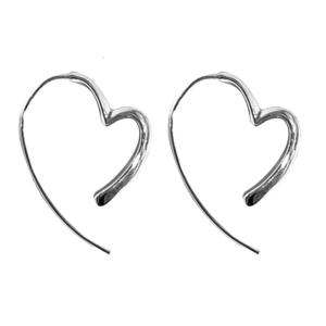 Trend Heart Shaped Earrings Gold Silver Plated Metal Love Dangle Drop Earrings Ear Accessory for Women Party