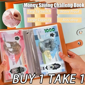 Money Saving Challenge 100 Envelopes Reusable PU Large Capacity Cash Storage Book Money Saving Notebook Waterproof And Dustproof Easy To Store Easy To Switch Not Easy To Fall Off Loose-Leaf Paper