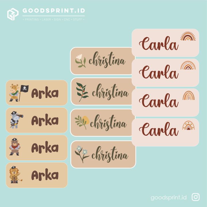 STIKER LABEL NAMA ANAK WATERPROOF CUSTOM Sticker Nama Untuk Peralatan  Sekolah 48-54 pcs | Lazada Indonesia