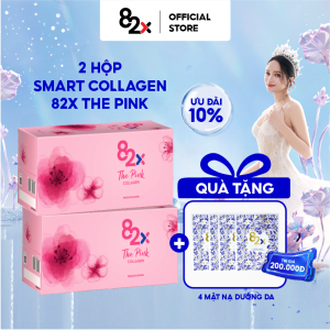 [Combo 2 Hộp] Nước Uống 82X Collagen The Pink Thông Minh Thế Hệ Mới Dưỡng Da Căng Bóng Trắng Mịn Chuẩn Nhật 100ml/Lon