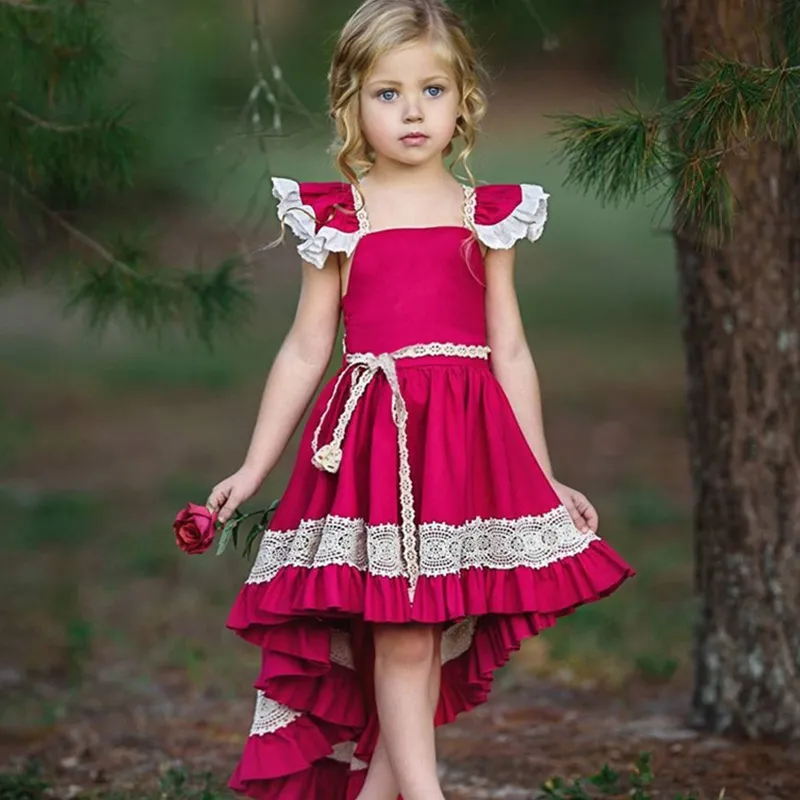 Pink American Dress For Kids Bear Leader Toddler Baby Girl Dress