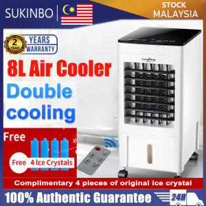 【2 Year Warranty】SUKINBO 10L Air Cooler + [Free 4 ice crystals] Remote Control Air Conditioner Conditioning Humidifier Purifier 10L High-capacity Water-cooled Cooling Fan 220V Malaysia Plug