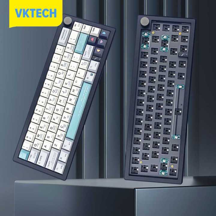 Vktech คีย์บอร์ดแบบมีสาย67ปุ่มแบบทำมือพร้อมลูกบิดคีย์บอร์ดแบบมีกลไกแบ็ค ...