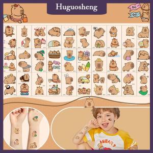 [huguosheng] สติกเกอร์รอยสักคาปิบาร่า30แผ่นลายการ์ตูนสำหรับเด็กรอยสักชั่วคราวสำหรับเด็กผู้ชายเด็กผู้หญิงศิลปะรูปสัตว์ของขวัญวันเกิด