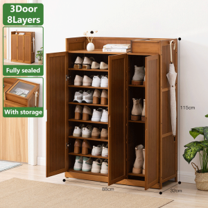 Bamboo Shoe Cabinet Large-capacity Multi-layer Dust-proof Shoe Cabinet Porch Shoe Cabinet Kabinet Kasut Dengan Pintu 鞋柜
