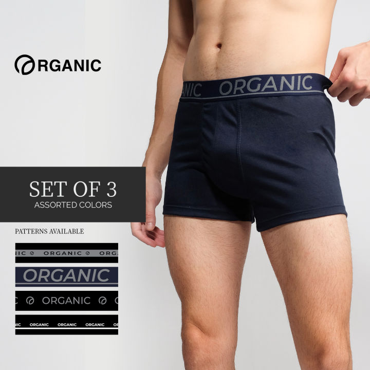 Organic Mens 100% Cotton Classic Boxer Brief Set of 3 Assorted Colors  Collection korean underwear for men cotton underwear set high quality  briefs for men breathable underwear men undergarment for men free
