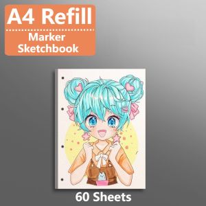 A4 Sketchbook Loose Leaf Sketchbook Graffiti Painting Loose Leaf Removable Art Drawing Sketchbook 60 Sheets