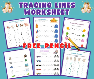 Elzanco 30 Pages A4 Tracing Lines Worksheet Writing Practice for Beginners Kids Preschool Kinder with Name Tracing