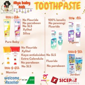 Jordan Toothpaste / Odol / Pasta Gigi Bayi dan Anak | Oral Care Toothpaste | Step 1 (0-5 years) | Step 2 (6-12 years) | HALAL MUI | Sesuai Rekomendasi Dokter Gigi Anak