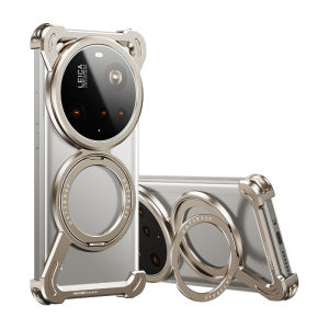OATSBASF Z Shape Metal Minimalist Shockproof Phone Case with 360°stand for Xiaomi 15 Ultra/Xiaomi 14 Ultra