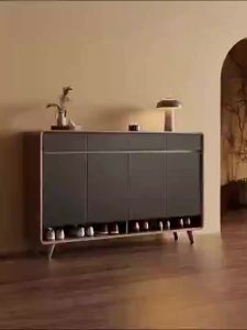 Home Solid Wood Shoe Rack Living Room Storage Large Capacity Entrance Cabinet