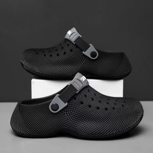 Thick Sole Trendy Sandals. Water Resistant Breathable Mens Clog. EVA Material. Black & Khaki Colour