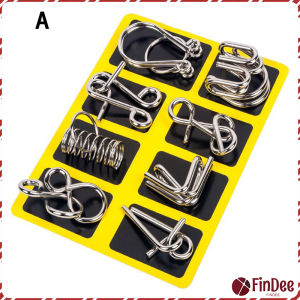 FinDee จิ๊กซอว์ปริศนา ลวดโลหะ ของเล่นฝึกสมอง สไตล์จีน สําหรับเด็ก และผู้ใหญ่ 8 ชิ้น Educational toy