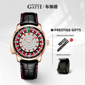 BONEST GATTI Men European Roulette Fun Game Design Party Mechanical Stainless Steel Luxury New Wristwatch