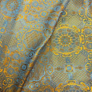 Orange Golden Background Sky Blue Royal Pattern Pattern Brocade Cloth-Year-Old Tang Suit Clothes Fabric
