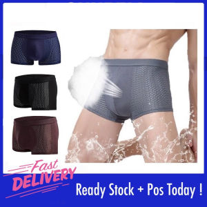 [LOCAL STOCK ]Mens Solid Breathable Underwear Bamboo Fiber Mens Comfortable Boxer Shorts Fat underwear