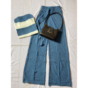 setelan rajut salur one set kulot