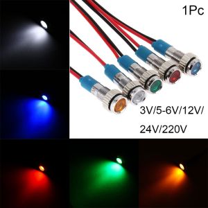 【COD & Ready Stock】1Pc Dashboard Pilot Directional Waterproof Red Yellow Blue Green White Signal Lamp 3V 5V 6V 9V 12V 24V 220V LED Metal Indicator Light 6mm