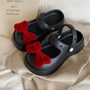 [Free Shipping] Baotou Slippers Versatile For Outdoor Wear Girls Clogs Thick-Soled Anti-Collision WomenS Sandals Wedge Heel Heart-Shaped Design