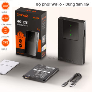 Bộ phát WiFi dùng sim 4G TENDA 4G180 Pin 2100mAh Chuẩn Wifi 6 tốc độ cao 286Mhz - Sản phẩm mới